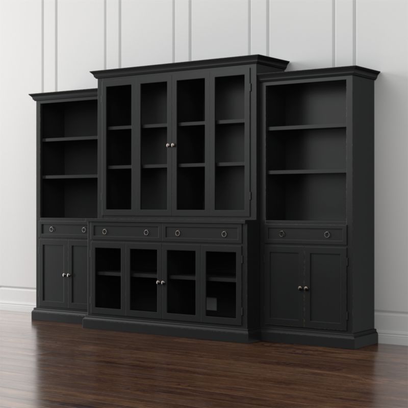 Cameo 4-Piece Modular Bruno Black Glass Door Wall Unit - image 0 of 7