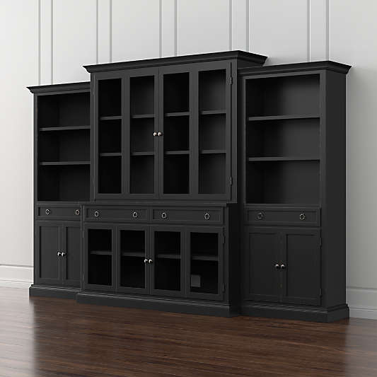 Cameo 4-Piece Modular Bruno Black Glass Door Wall Unit