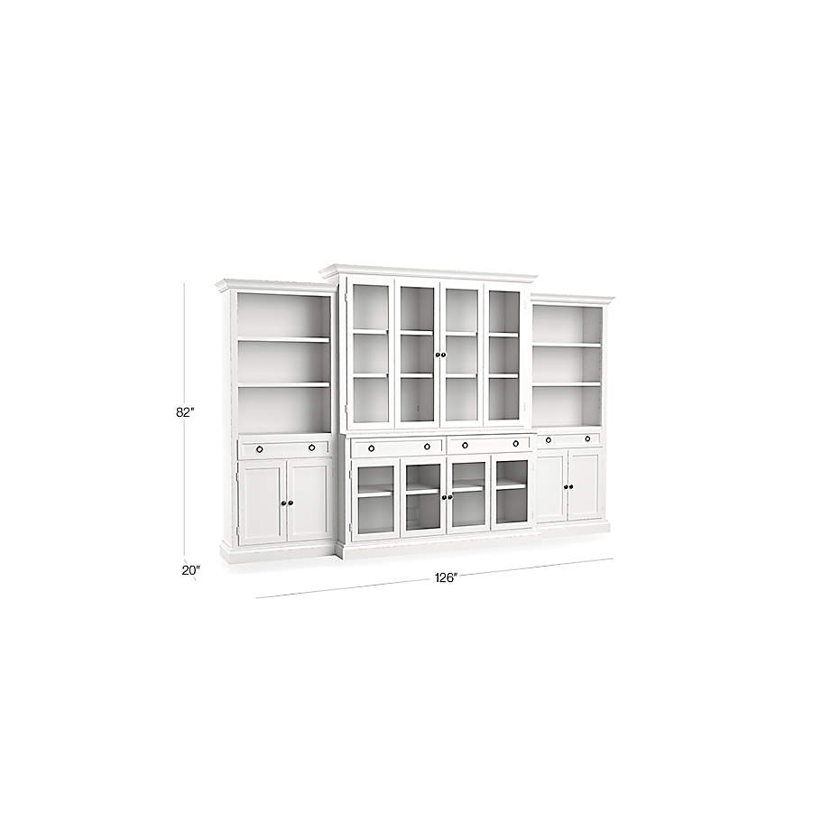 Cameo 4 Piece Modular White Glass Door Wall Unit Crate Barrel