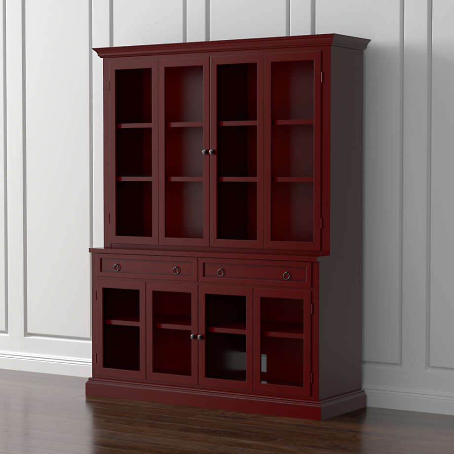 Cameo 2Piece Modular Red Glass Door Wall Unit + Reviews Crate and Barrel