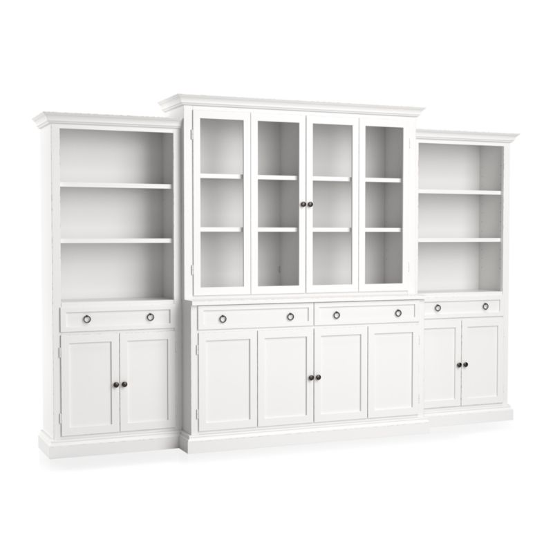 Cameo 4-Piece Modular White Glass Door Wall Unit with Storage Bookcases - image 3 of 7