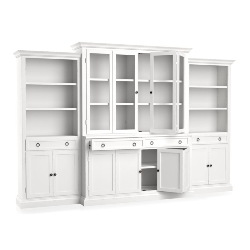 Cameo 4-Piece Modular White Glass Door Wall Unit with Storage Bookcases - image 4 of 7