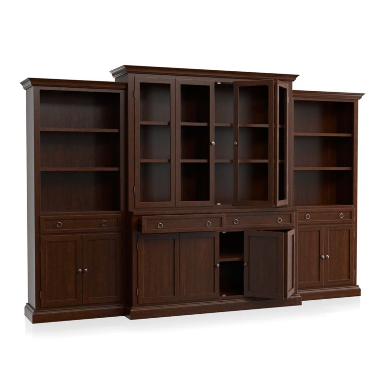 Cameo 4-Piece Aretina Glass Door Wall Unit with Storage Bookcases