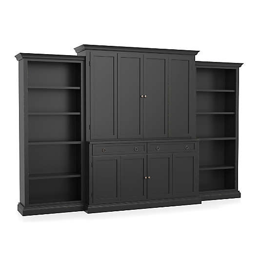 Cameo 4-Piece Bruno Black Open Bookcase Entertainment Center