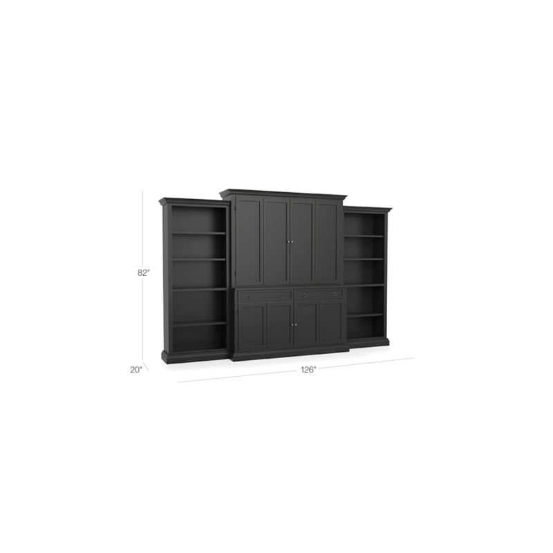 Cameo 4-Piece Bruno Black Open Bookcase Entertainment Center