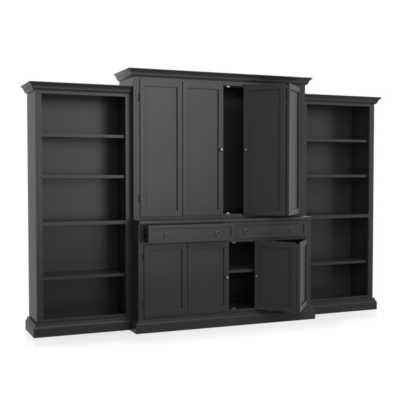 Cameo 4-Piece Bruno Black Open Bookcase Entertainment Center