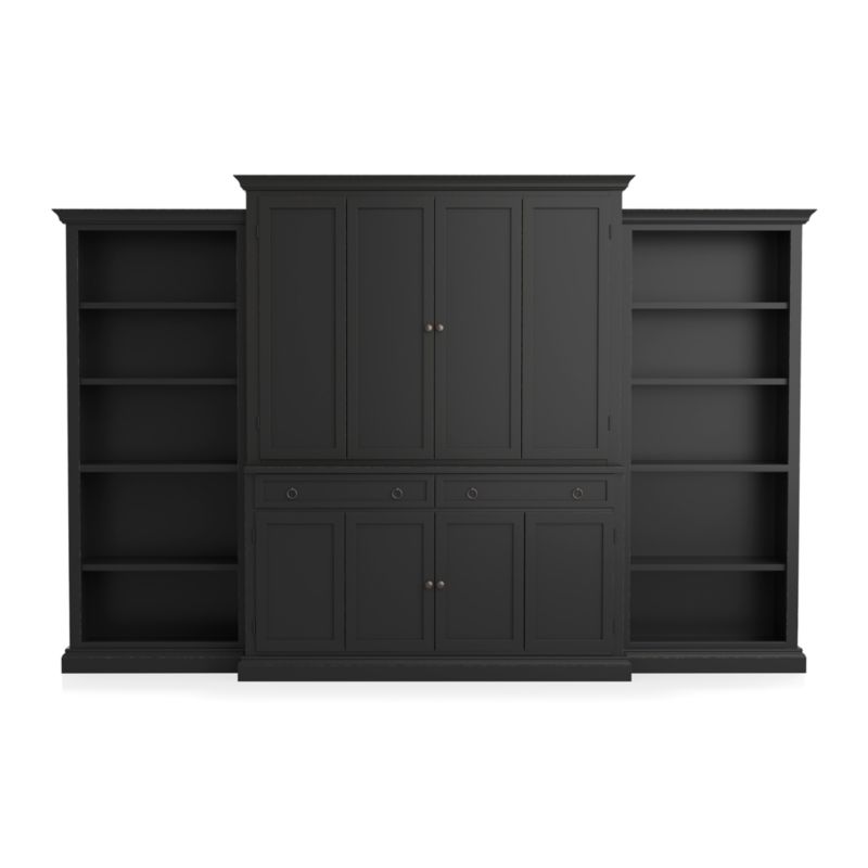 Cameo 4-Piece Bruno Black Open Bookcase Entertainment Center