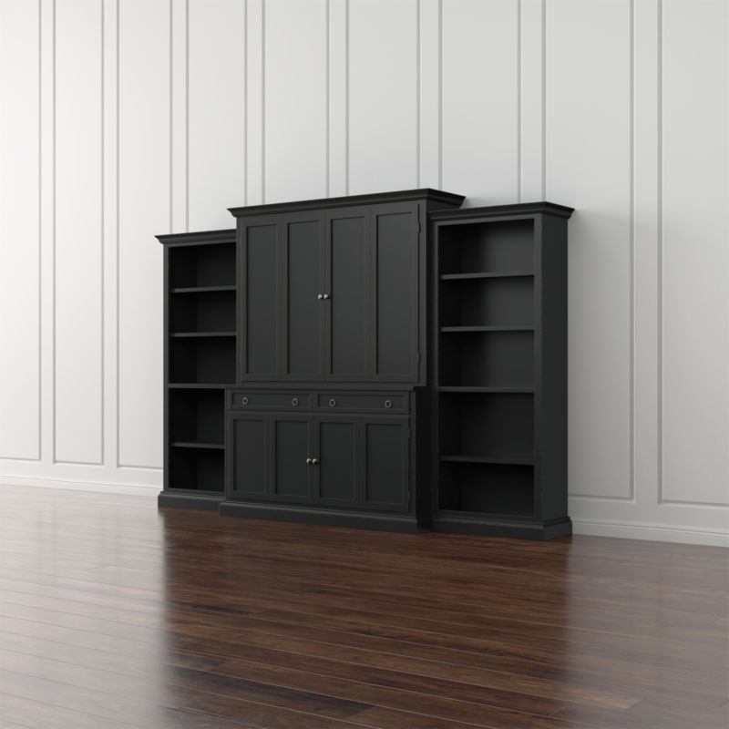 Cameo 4-Piece Bruno Black Open Bookcase Entertainment Center