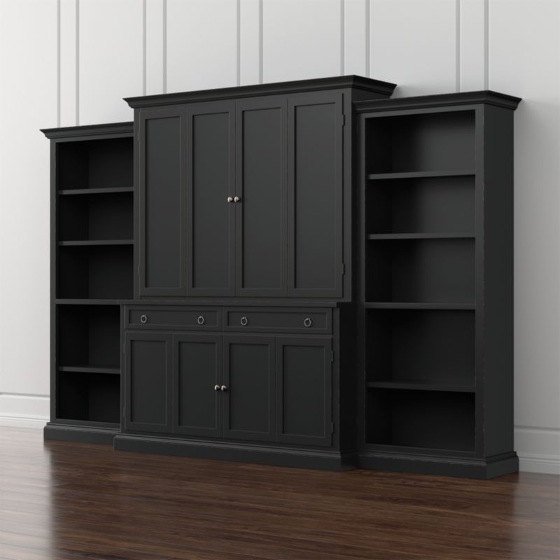 Cameo 4-Piece Bruno Black Open Bookcase Entertainment Center