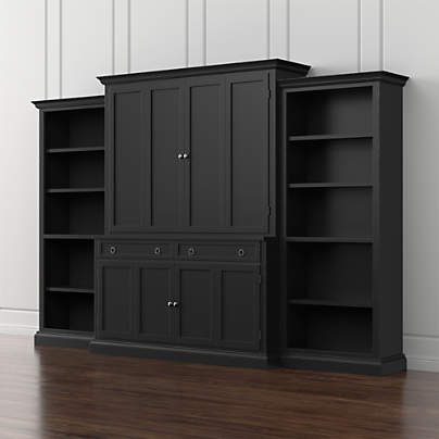 Cameo 4-Piece Bruno Black Open Bookcase Entertainment Center