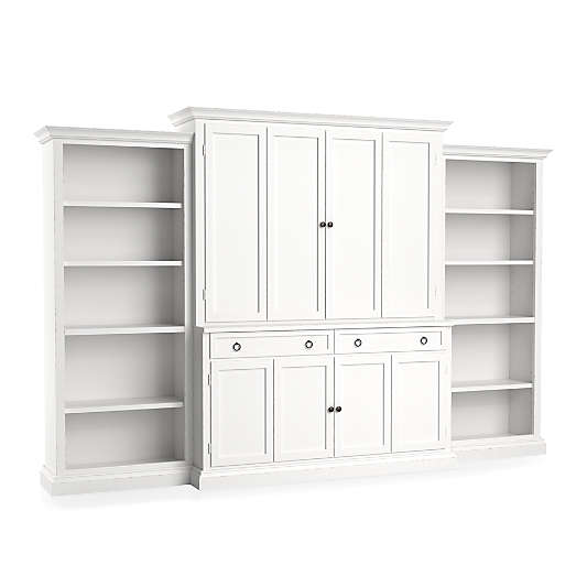 Cameo 4-Piece White Open Bookcase Entertainment Center