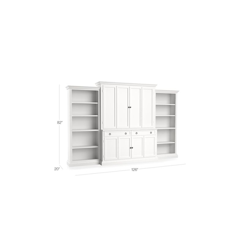 Cameo 4-Piece White Open Bookcase Entertainment Center