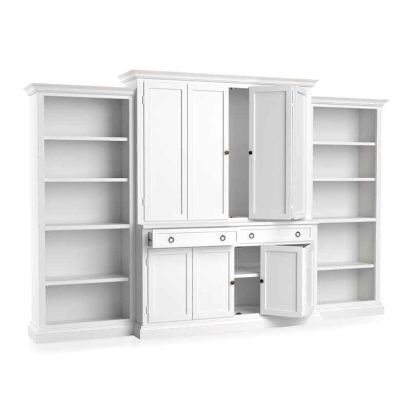 Cameo 4-Piece White Open Bookcase Entertainment Center