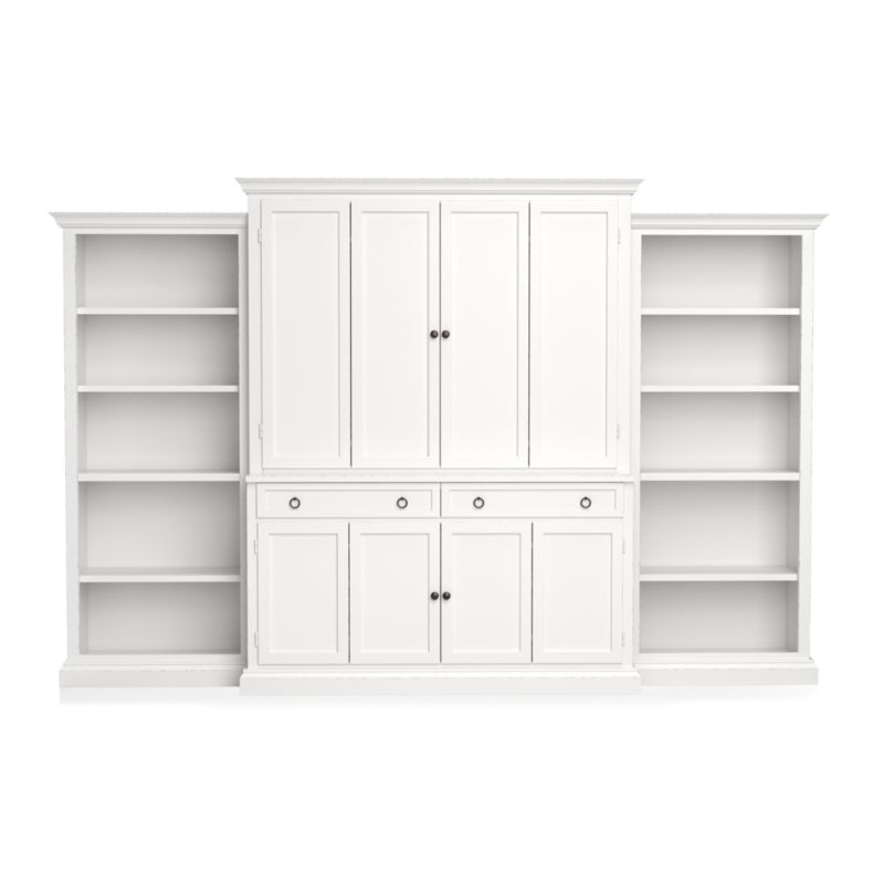 Cameo 4-Piece White Open Bookcase Entertainment Center