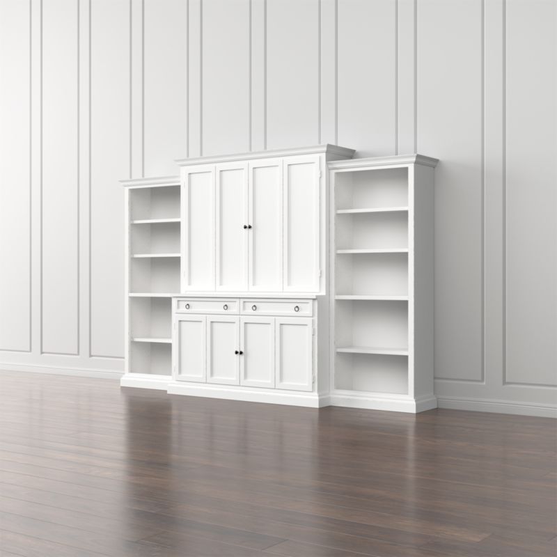 Cameo 4-Piece White Open Bookcase Entertainment Center