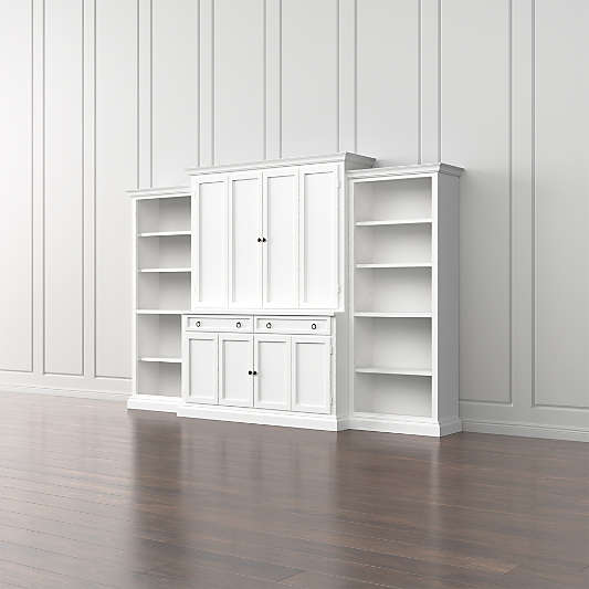 Cameo 4-Piece White Open Bookcase Entertainment Center