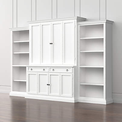 Cameo White Storage Bookcase Crate, White Storage Shelves With Doors