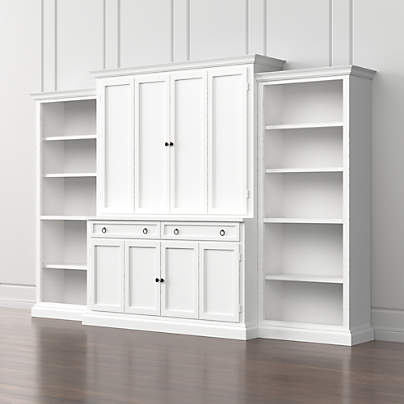 Cameo 4-Piece White Open Bookcase Entertainment Center