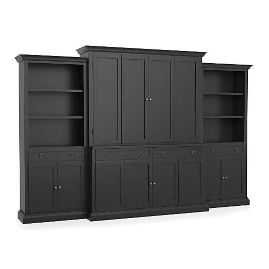 Cameo 4-Piece Bruno Black Storage Bookcase Entertainment Center