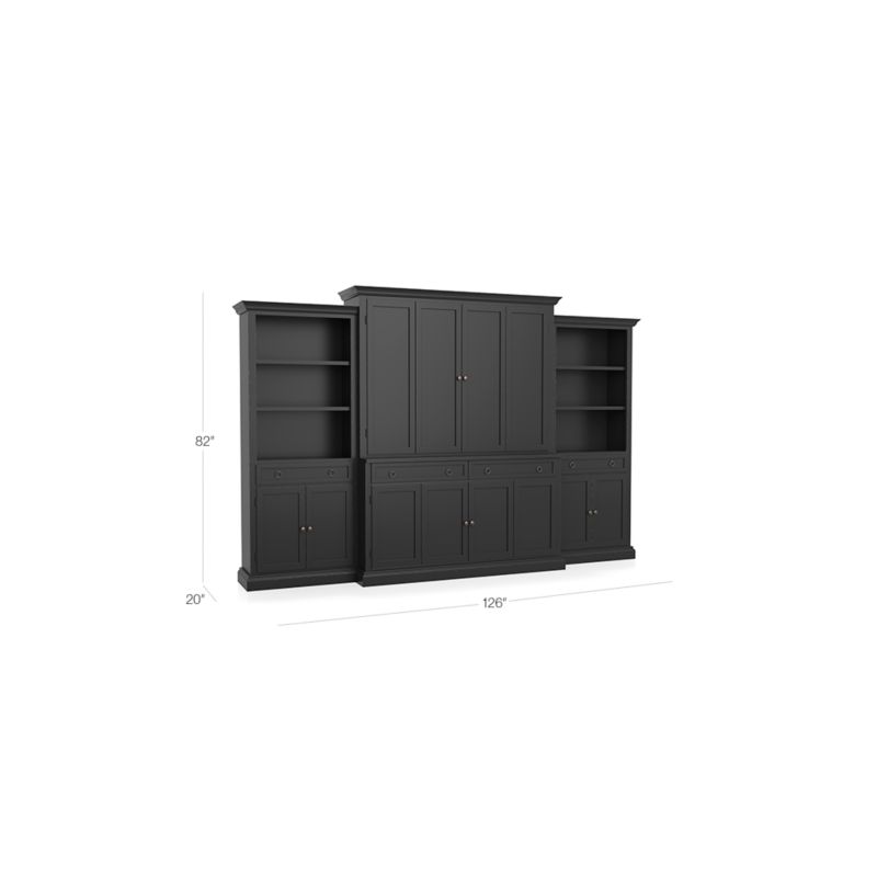 Cameo 4-Piece Bruno Black Storage Bookcase Entertainment Center