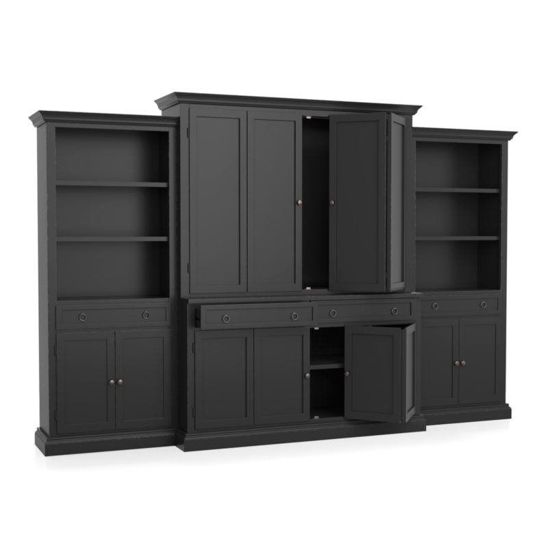 Cameo 4-Piece Bruno Black Storage Bookcase Entertainment Center