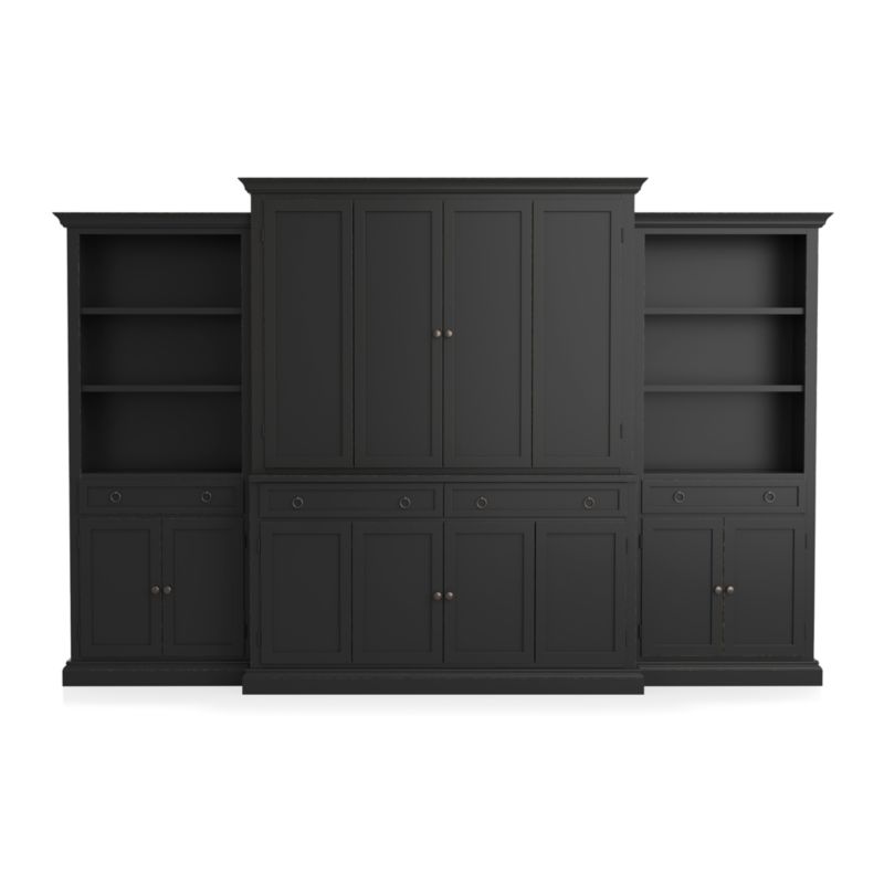 Cameo 4-Piece Bruno Black Storage Bookcase Entertainment Center