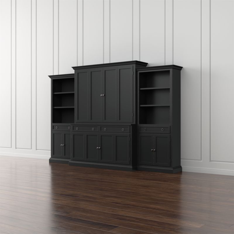 Cameo 4-Piece Bruno Black Storage Bookcase Entertainment Center