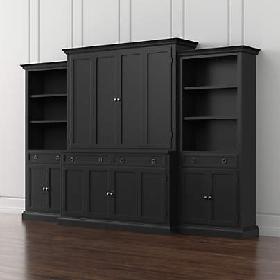 Cameo 4-Piece Bruno Black Storage Bookcase Entertainment Center