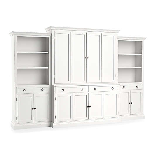 Cameo 4-Piece White Storage Bookcase Entertainment Center