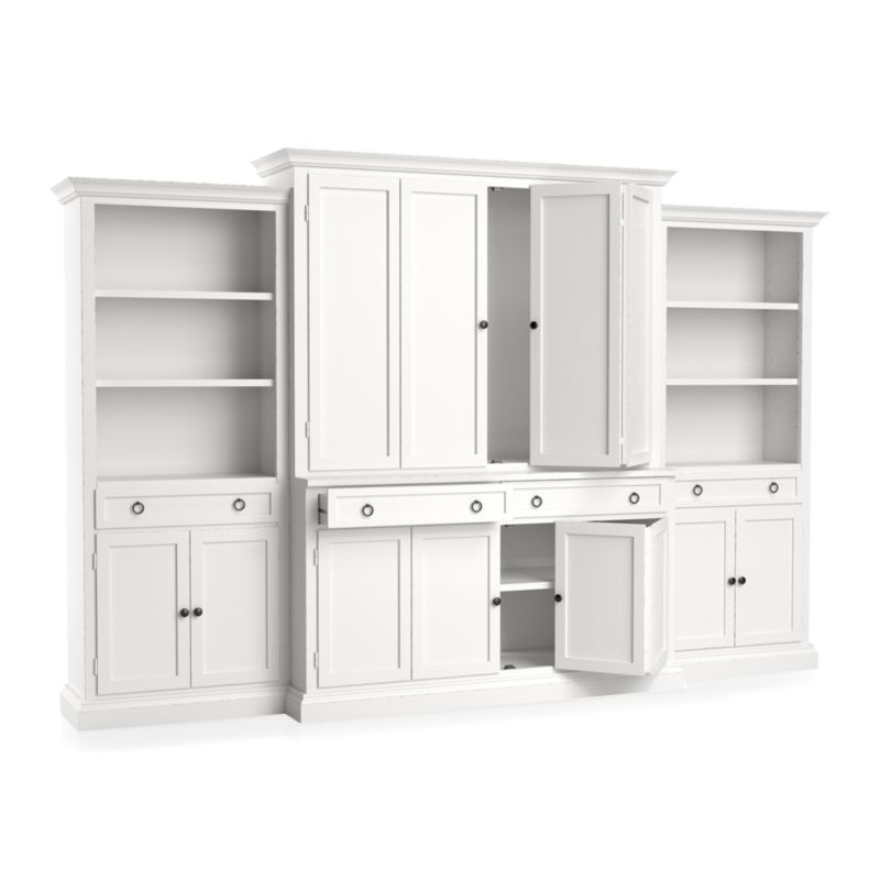 Cameo 4-Piece White Storage Bookcase Entertainment Center