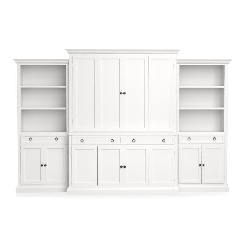 Cameo 4-Piece White Storage Bookcase Entertainment Center