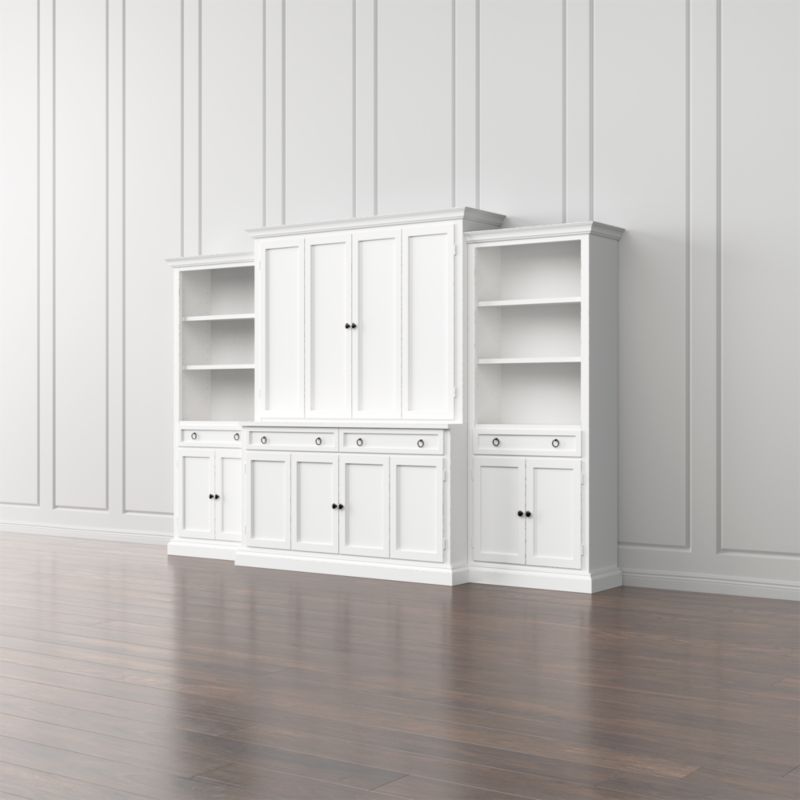 Cameo 4-Piece White Storage Bookcase Entertainment Center