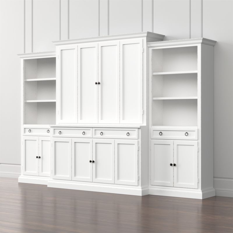 Cameo 4-Piece White Storage Bookcase Entertainment Center