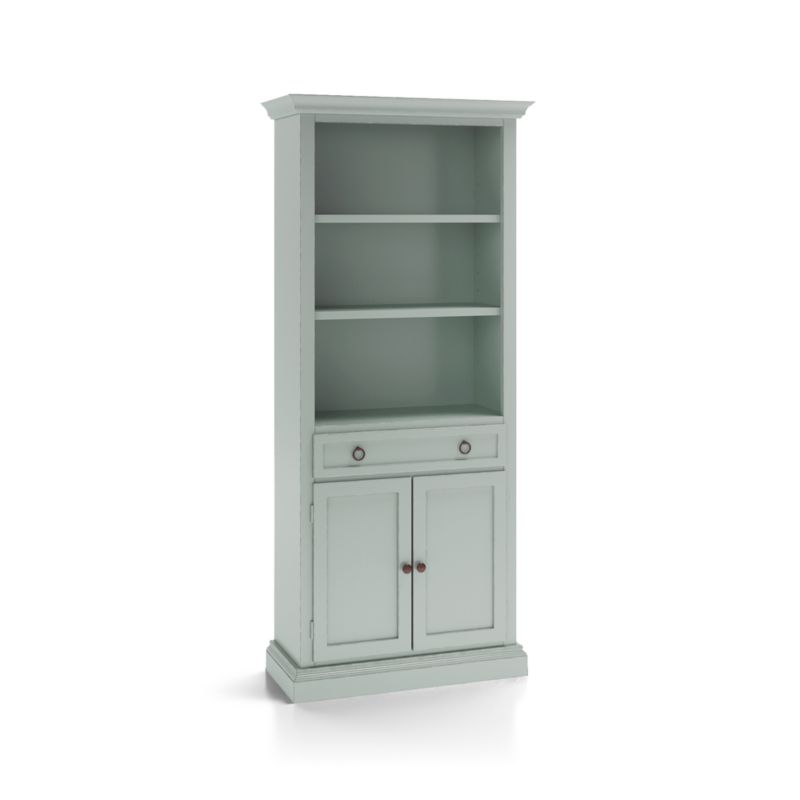 Cameo Blue Grey Storage Bookcase with Middle Crown