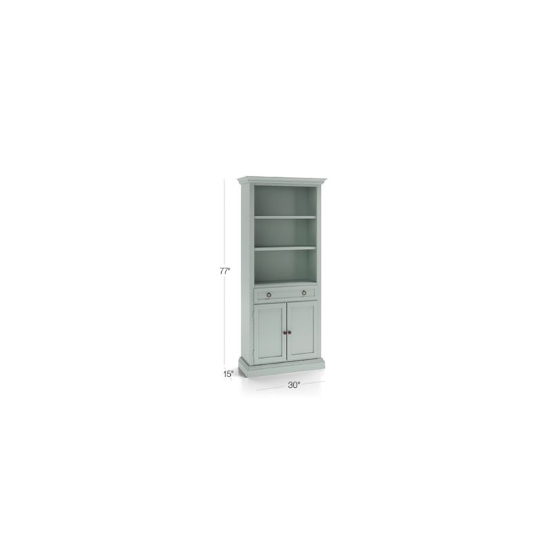 Cameo Blue Grey Storage Bookcase with Middle Crown