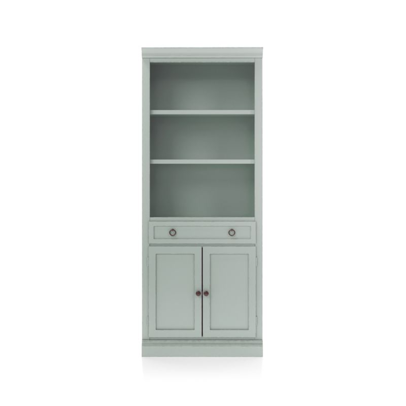 Cameo Blue Grey Storage Bookcase with Middle Crown