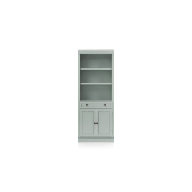 Cameo Blue Grey Storage Bookcase with Middle Crown