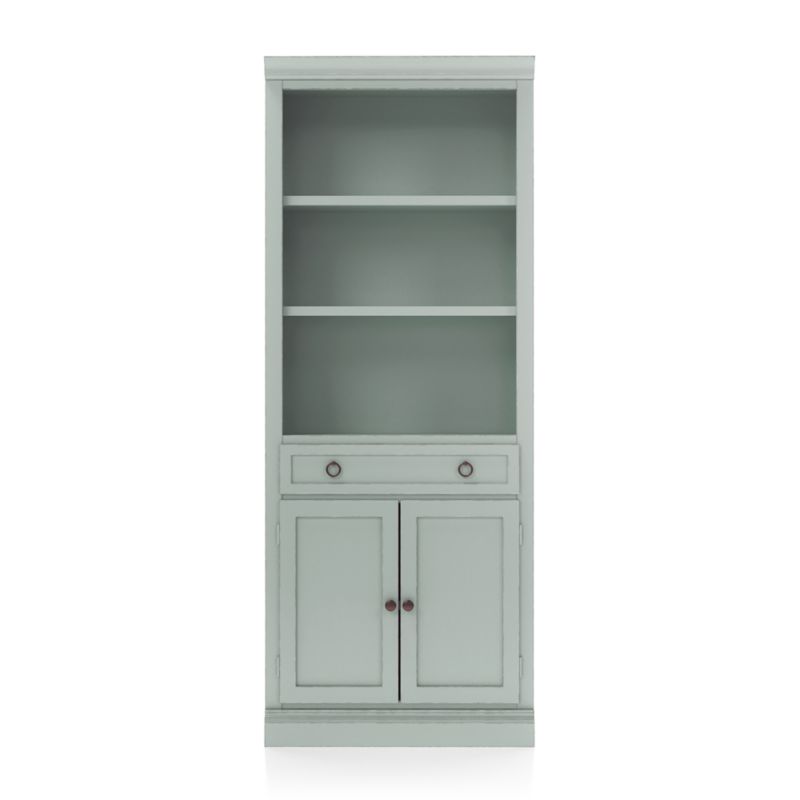 Cameo Blue Grey Storage Bookcase with Middle Crown
