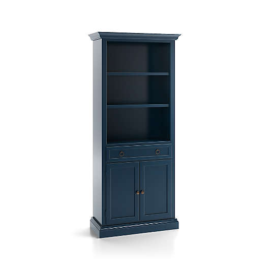 Cameo Indigo Storage Bookcase with Middle Crown