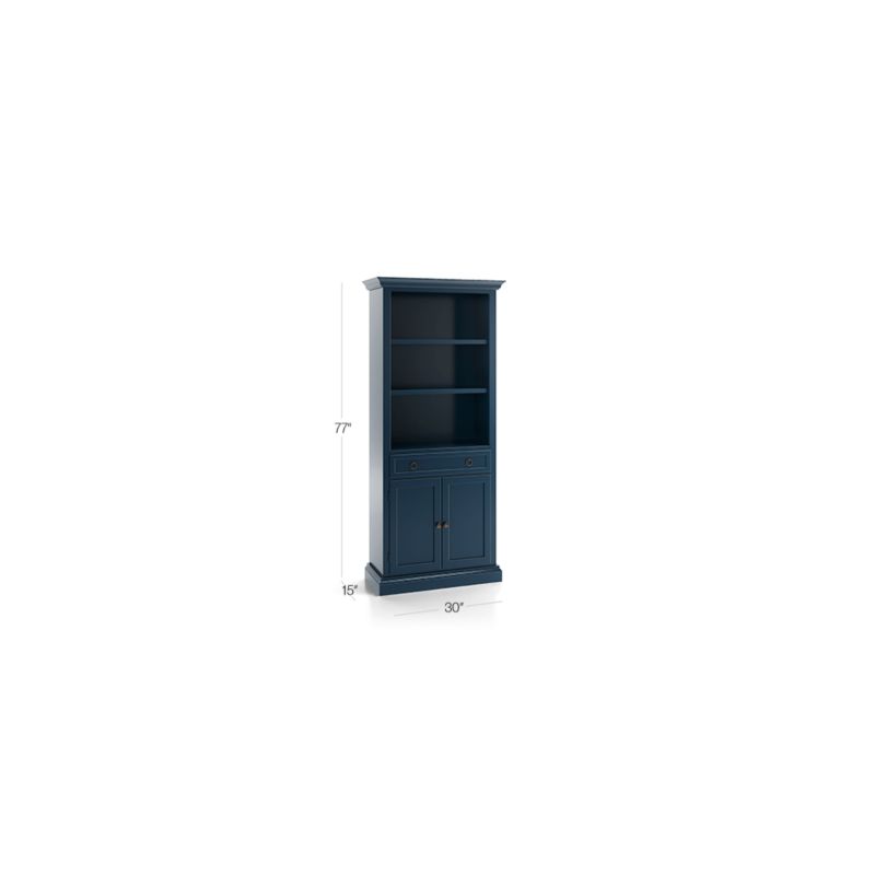 Cameo Indigo Storage Bookcase with Middle Crown