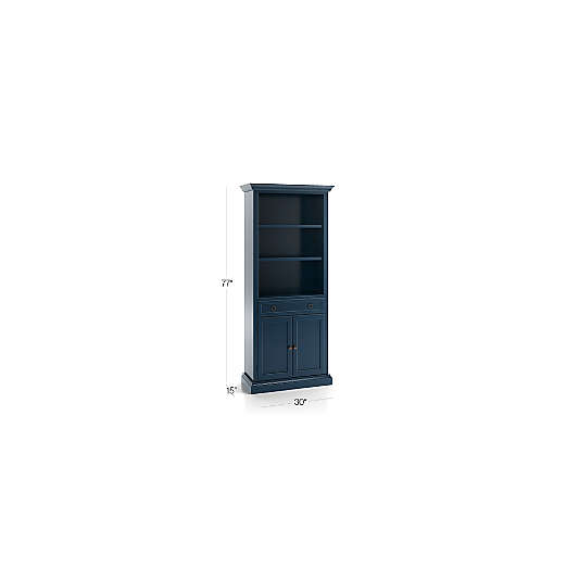 Cameo Indigo Storage Bookcase with Middle Crown