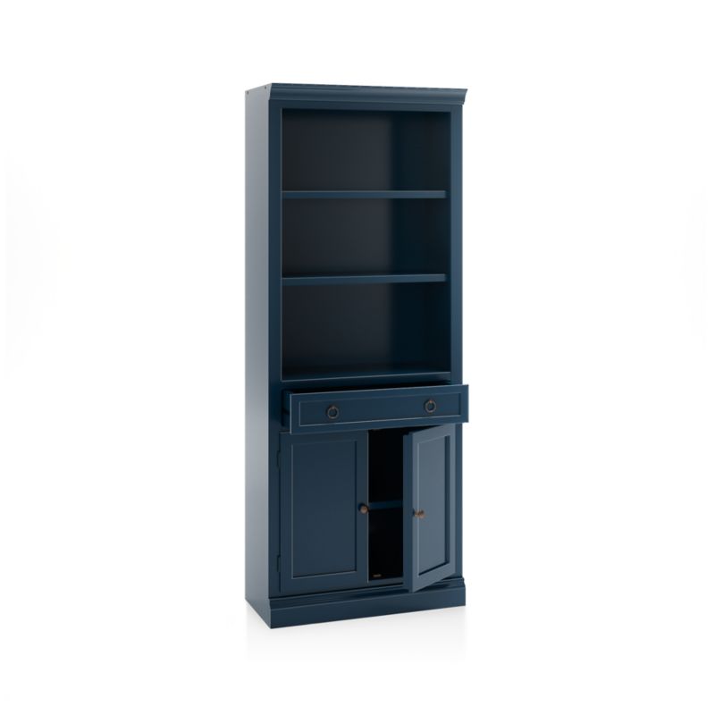 Cameo Indigo Storage Bookcase with Middle Crown