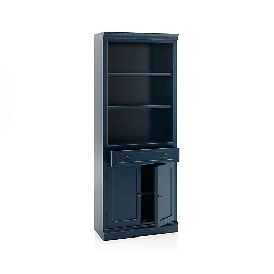 Cameo Indigo Storage Bookcase with Middle Crown