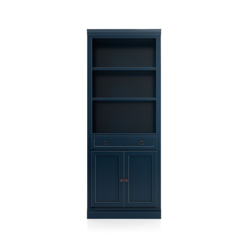 Cameo Indigo Storage Bookcase with Middle Crown