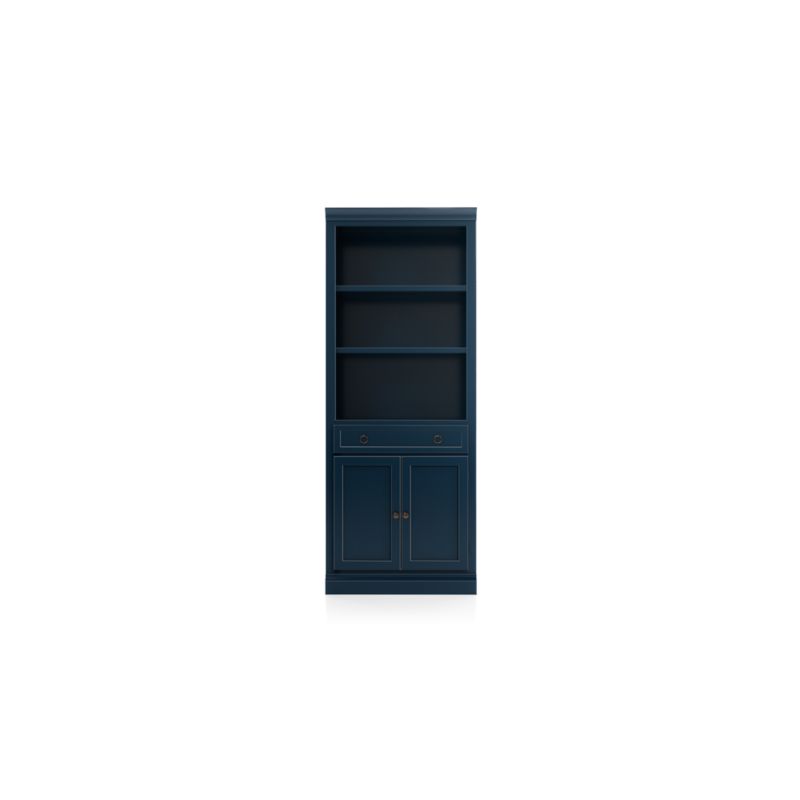 Cameo Indigo Storage Bookcase with Middle Crown