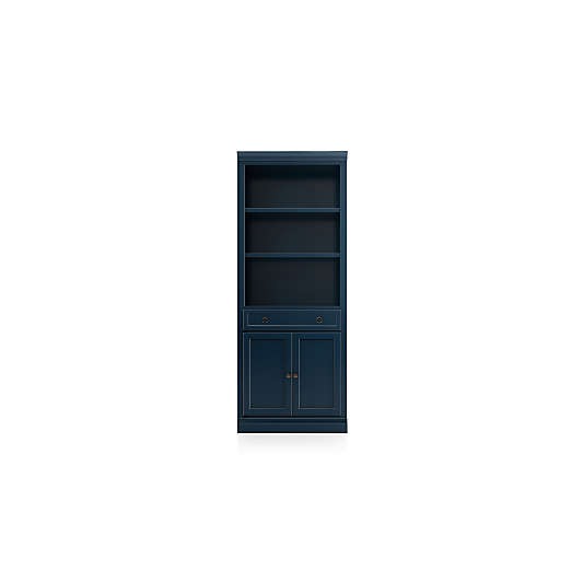 Cameo Indigo Storage Bookcase with Middle Crown