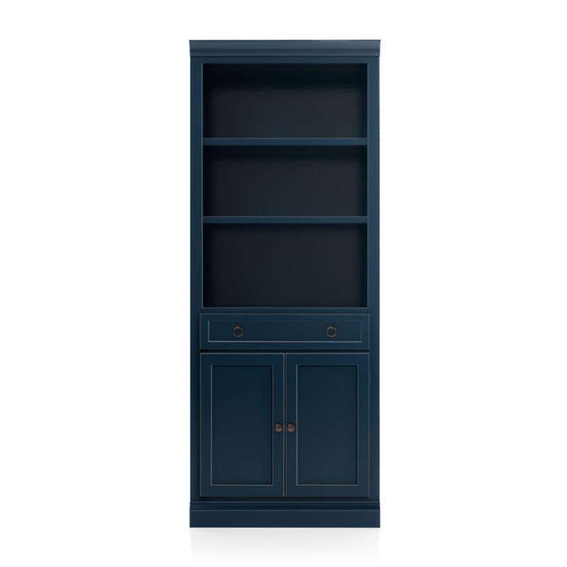 Cameo Indigo Storage Bookcase with Middle Crown