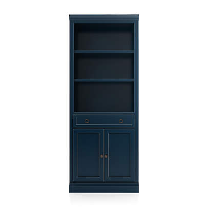 Cameo Indigo Storage Bookcase with Middle Crown