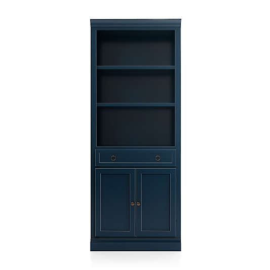 Cameo Indigo Storage Bookcase with Middle Crown