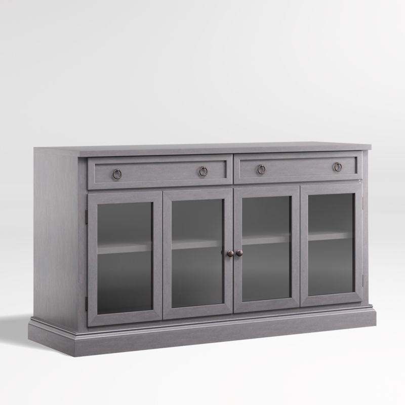 Cameo Dove Grey Storage Media Console with Glass Doors
